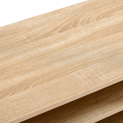 41.34" Rattan Coffee table, sliding door for storage, solid wood legs, Modern table for living room , natural、、casual