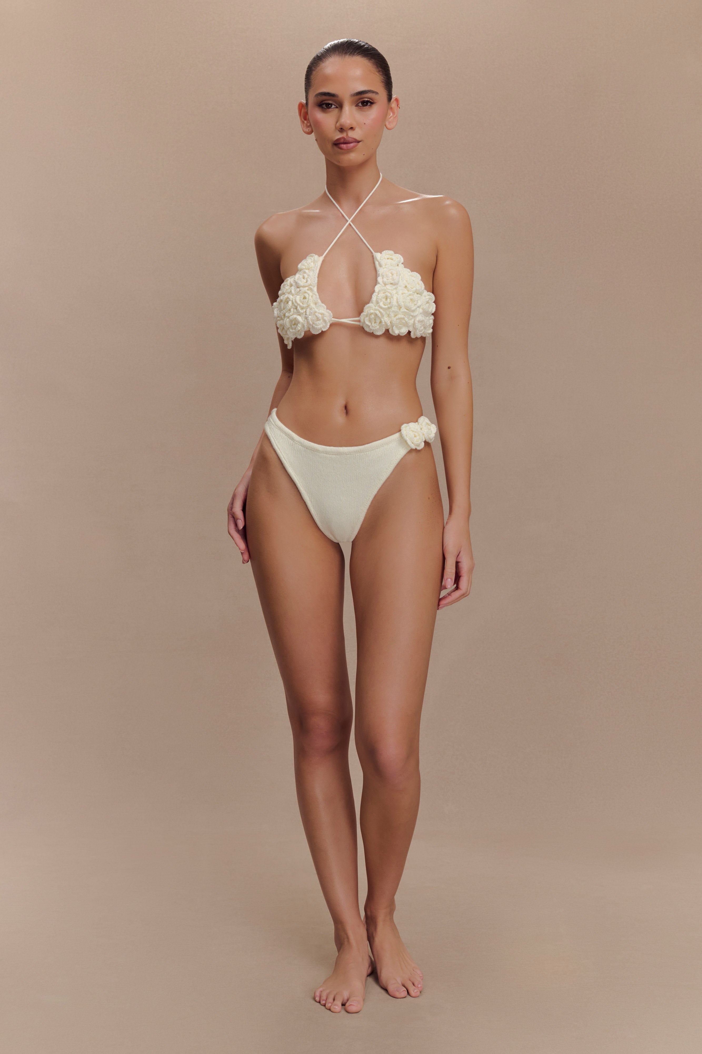 Aesha Floral Crochet Bikini Bottom - Ivory、mySite、solidvoid