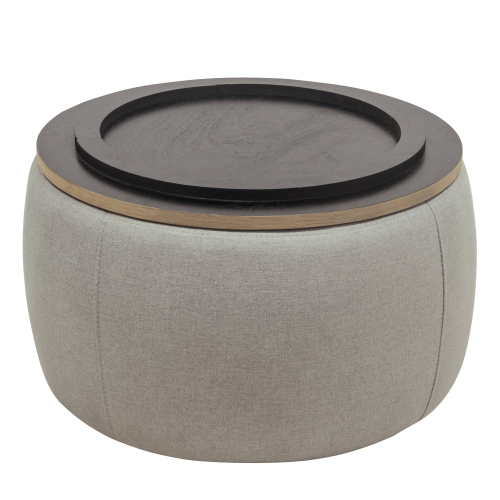 Round Storage Ottoman, 2 in 1 Function, Work as End table and Ottoman, Navy (25.5"x25.5"x14.5")、、casual