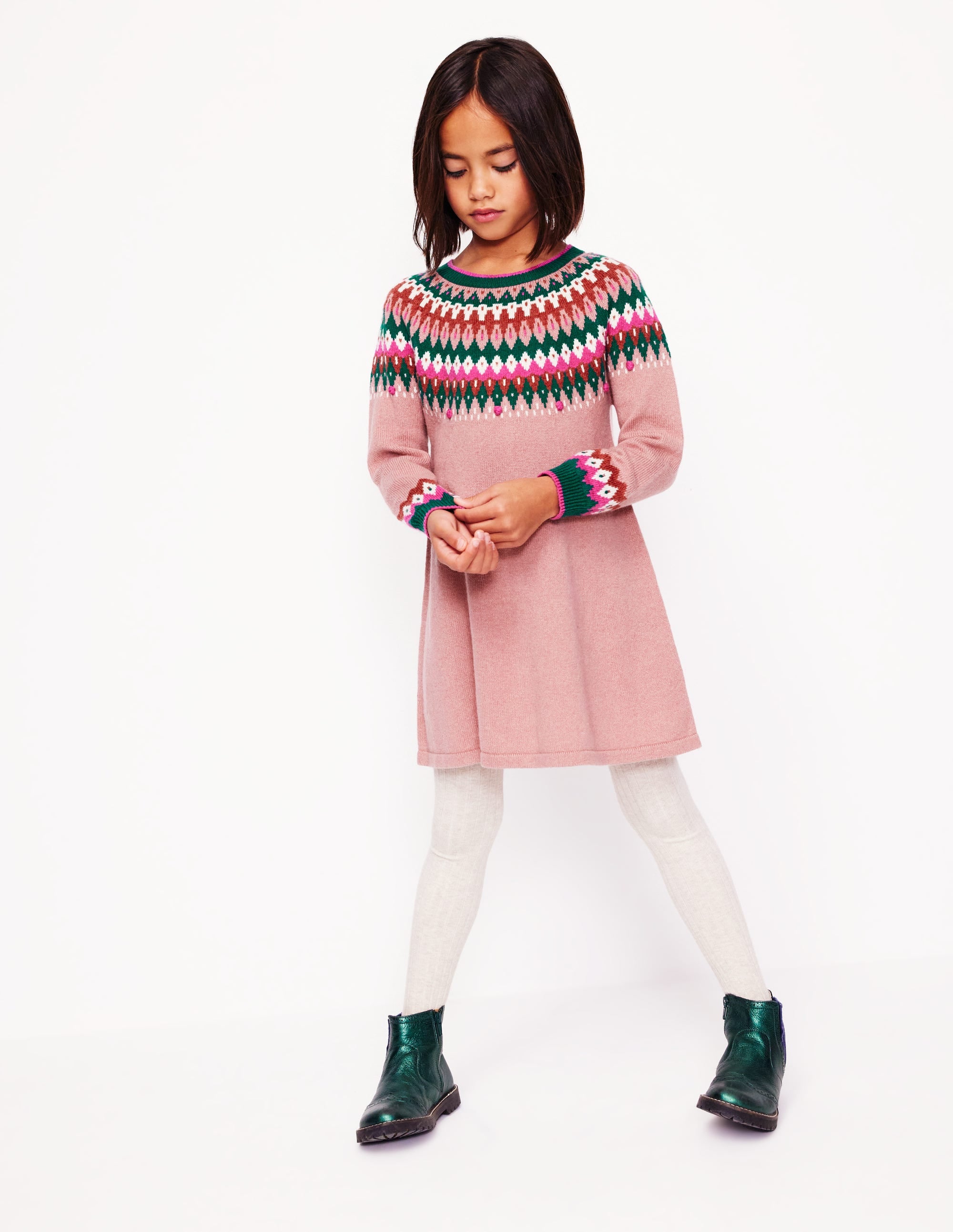  Minnie Fair Isle Jumper Dress-Vintage Pink Marl、mySite、ashleygrahame
