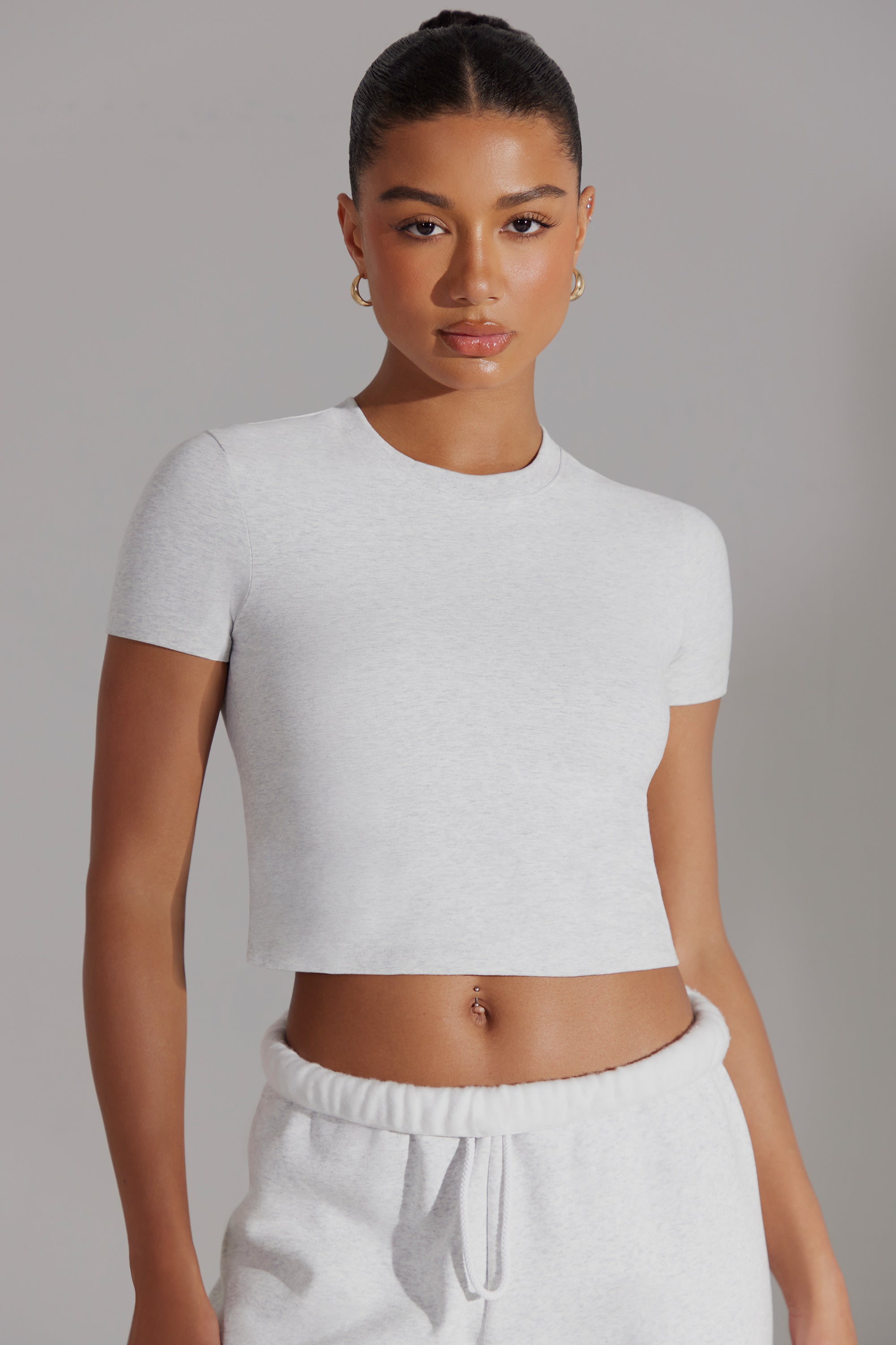 Cap Sleeve Baby Tee in Heather Grey、mySite、solidvoid