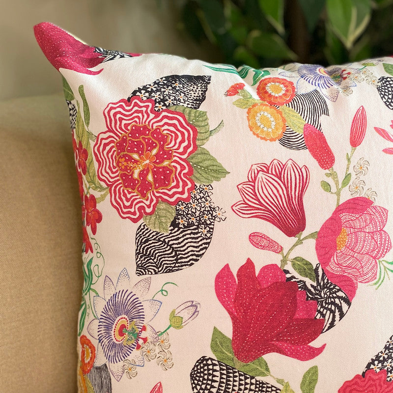 Cotton Printed Cushion Cover | Pink | 40 x 40 cm | Set of 2、mySite、camillekostekn