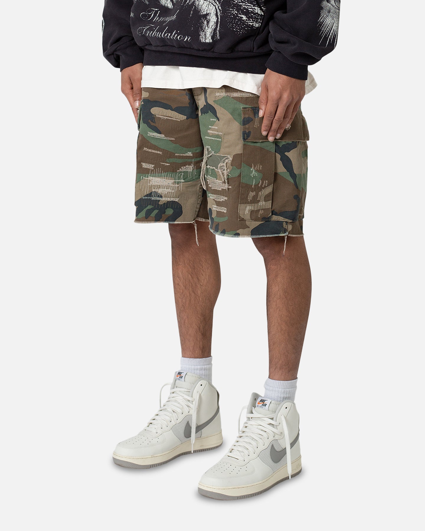 MNML Distressed Cargo Shorts Camo、mySite、zt4zffjzw