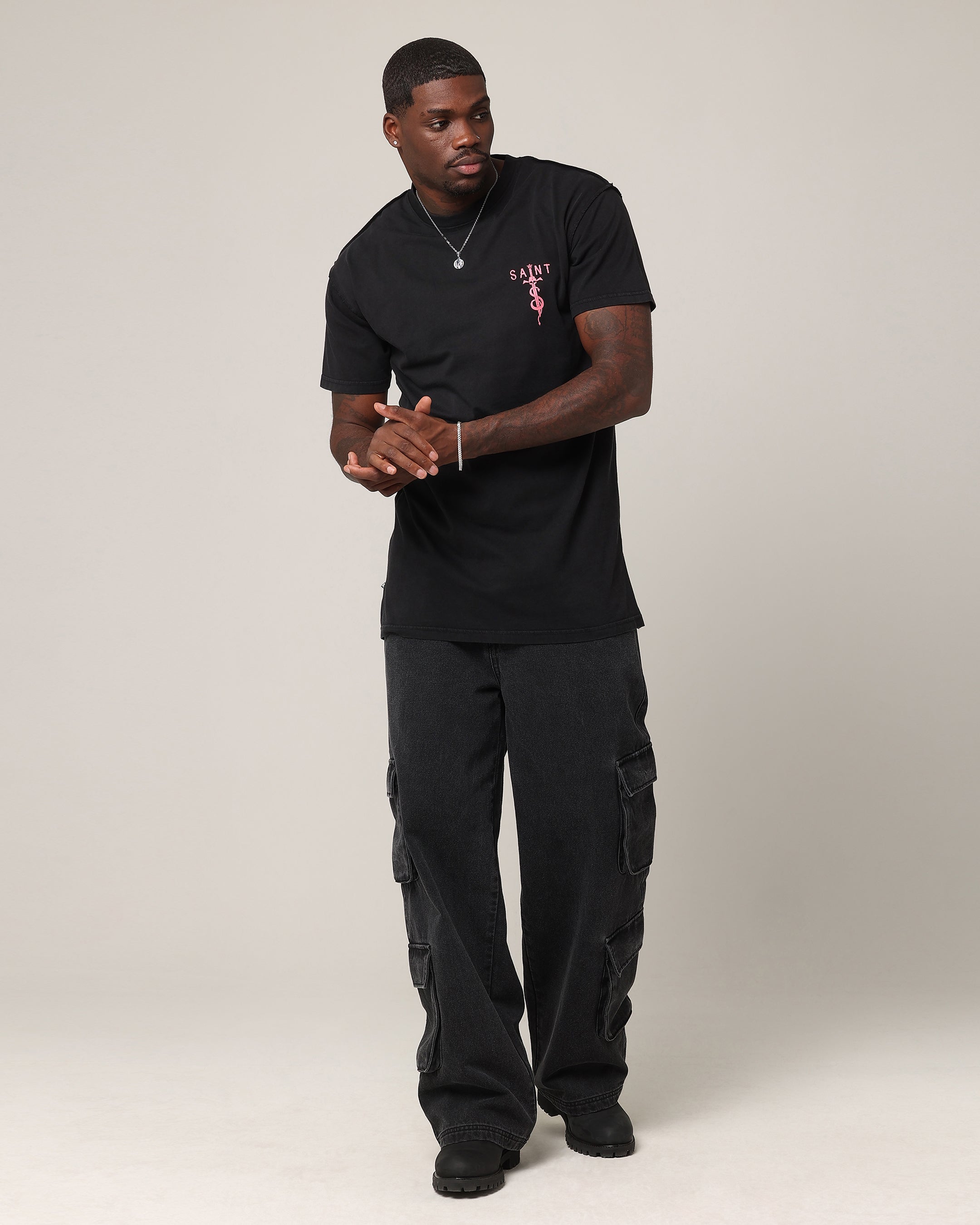 Saint Morta Daggers Lafayette T-Shirt Vintage Black/Pink、mySite、zt4zffjzw