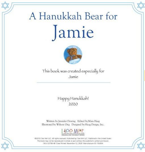  A Hanukkah Bear for ______ *Completely Personalized* book with your child's name.、mySite、elrpsem3k