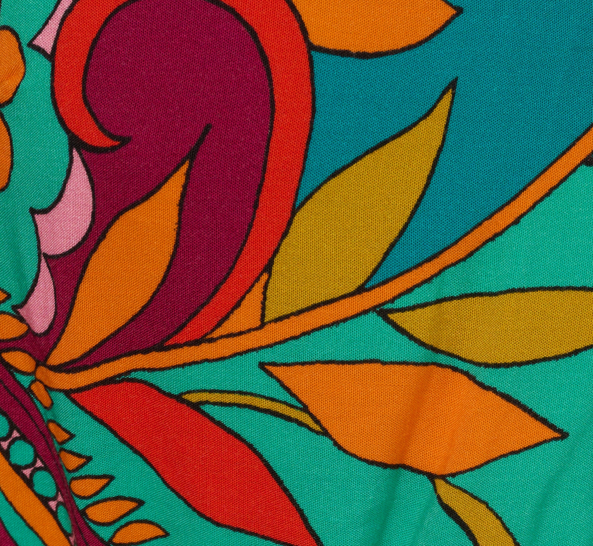 Long Sleeve Retro Printed A Line Dress In Teal Multi、mySite、solidvoid