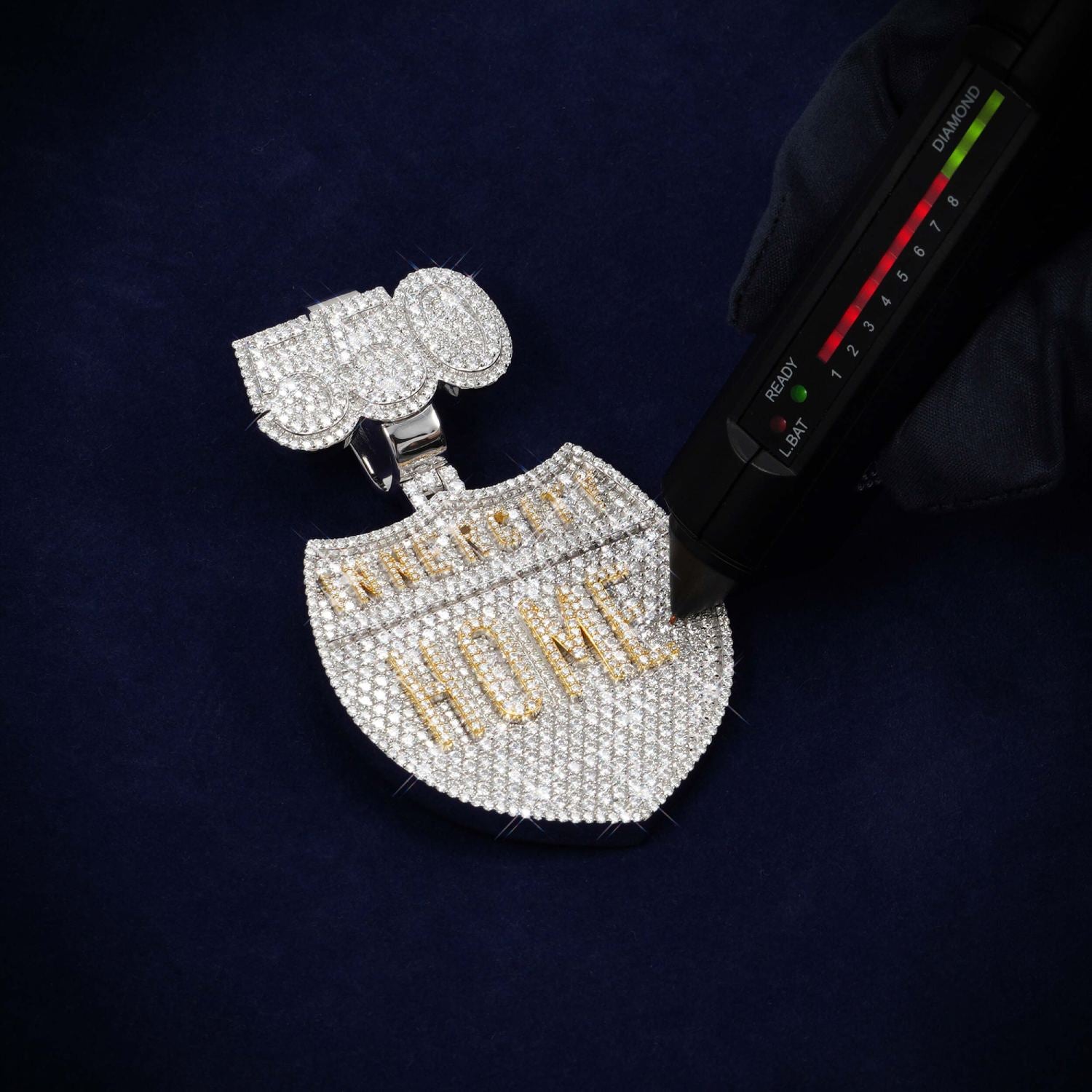 INNERCITY HOME Custom Logo Moissanite Pendant 14K Gold、mySite、hinf8tx79