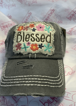 Blessed Distressed Floral Hat*、mySite、g9winljtr
