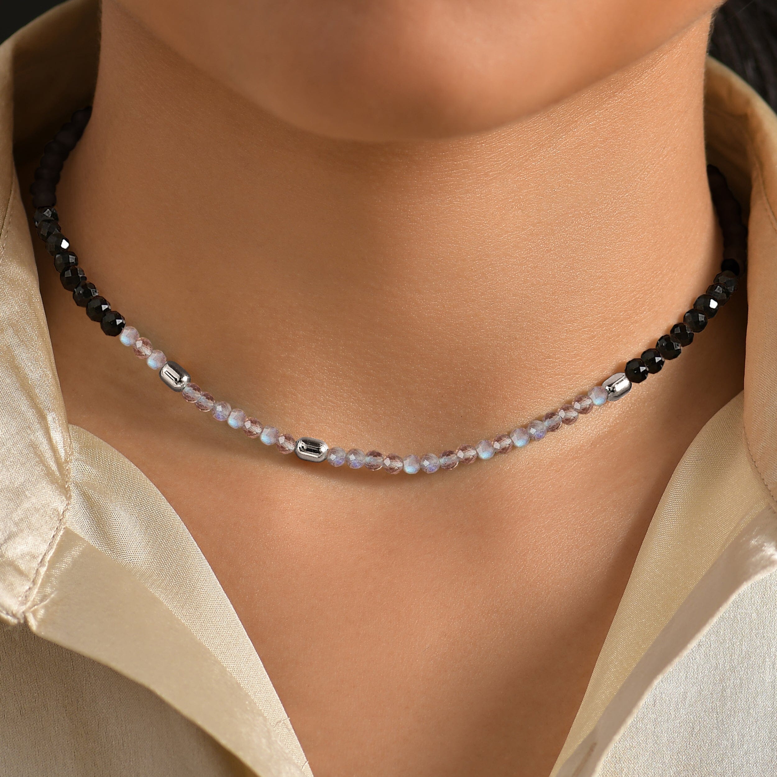 Labradorite Black Obsidian Beads Necklace - Untamed、mySite、hinf8tx79