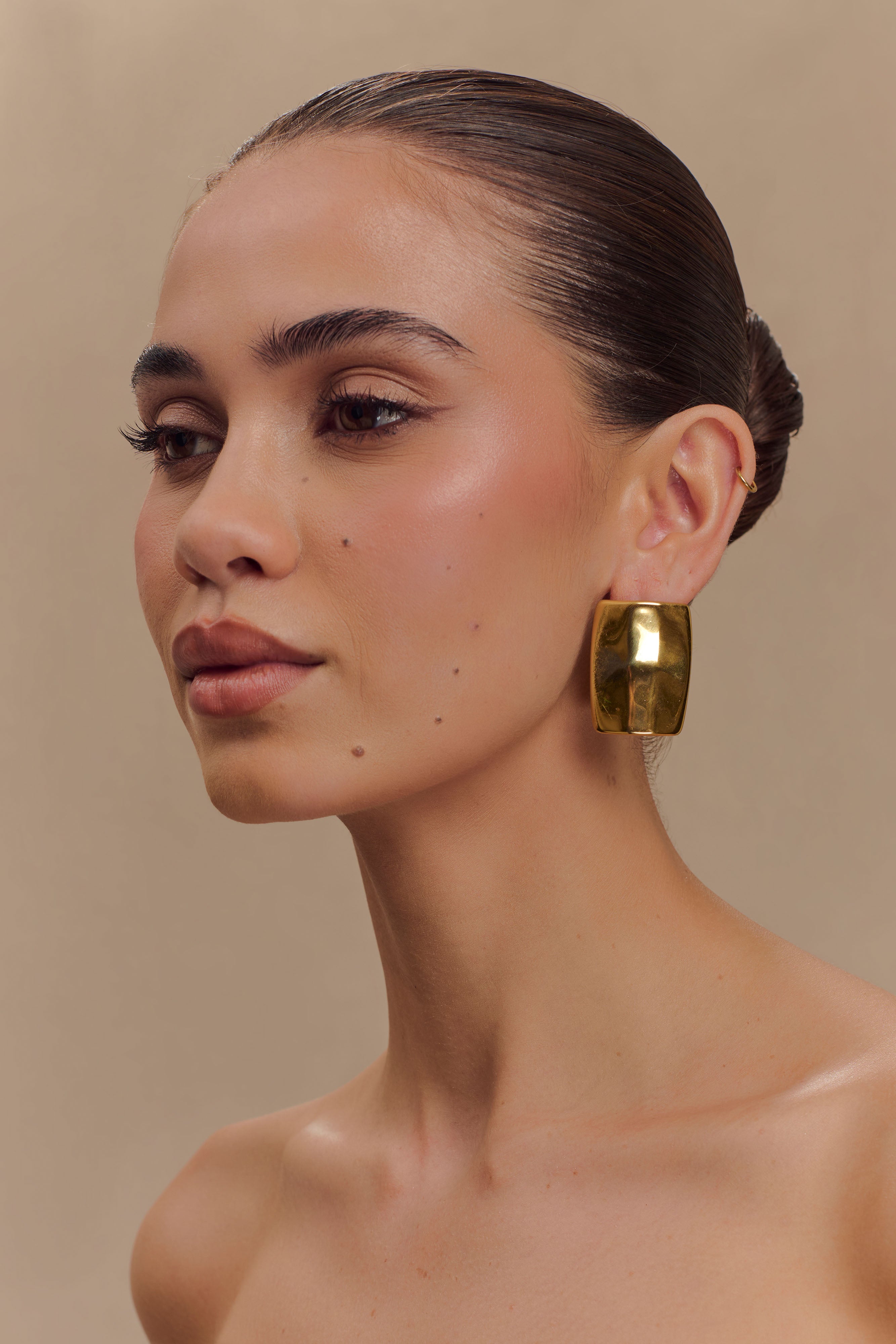 Georgia Rounded Rectangular Earrings - Gold、mySite、solidvoid