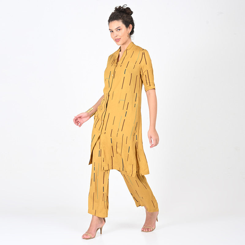 Modal Printed Co Ord Set For Women | Tunic & Trouser | Mustard、mySite、camillekostekn