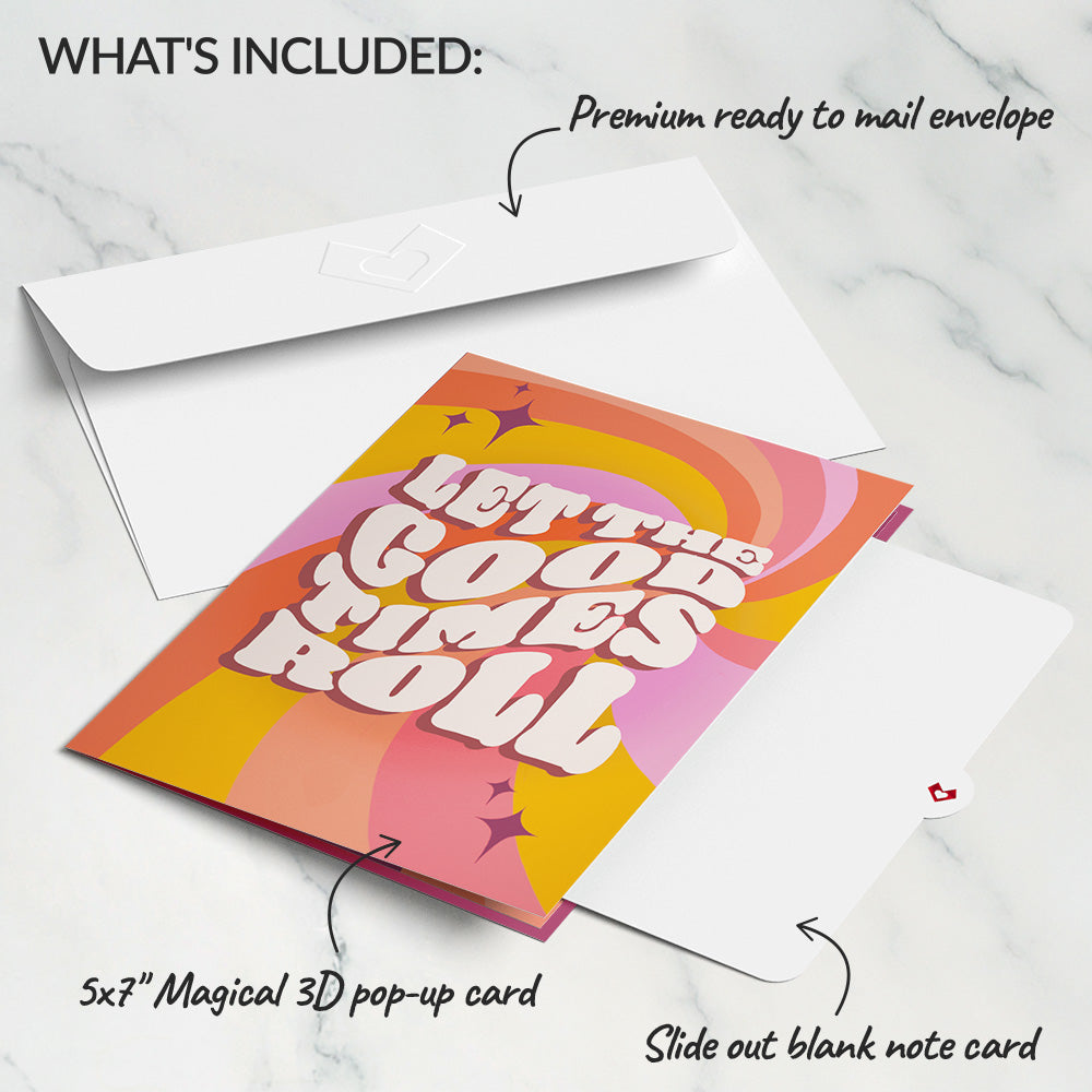 Let the Good Times Roll Roller Skate Pop-Up Card、mySite、solidvoid