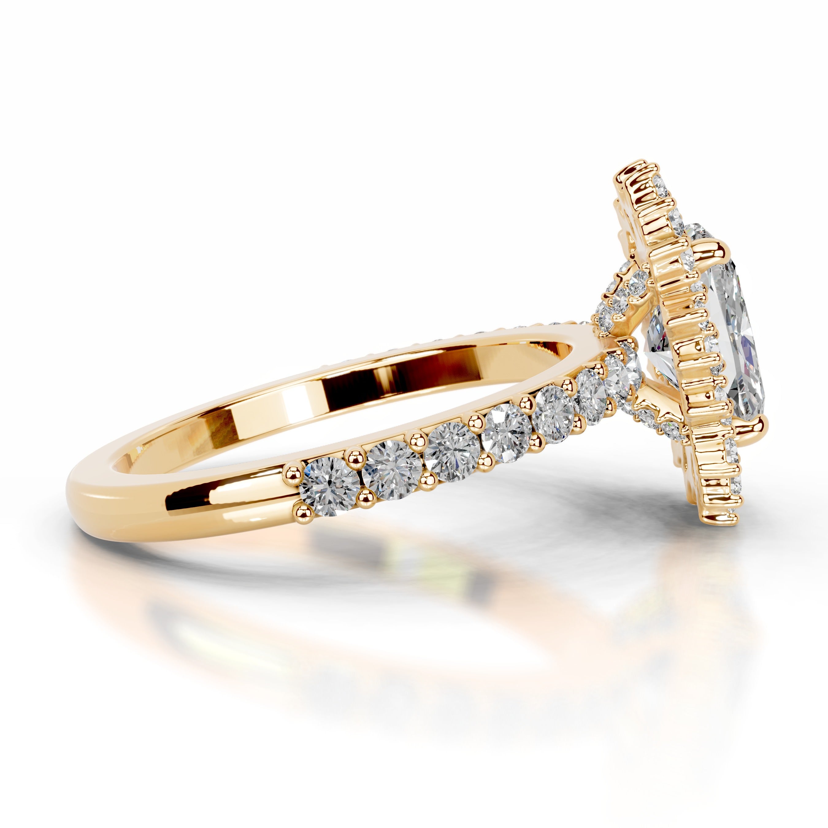 Bodil Moissanite & Diamond Ring - 18K Yellow Gold、mySite、hinf8tx79
