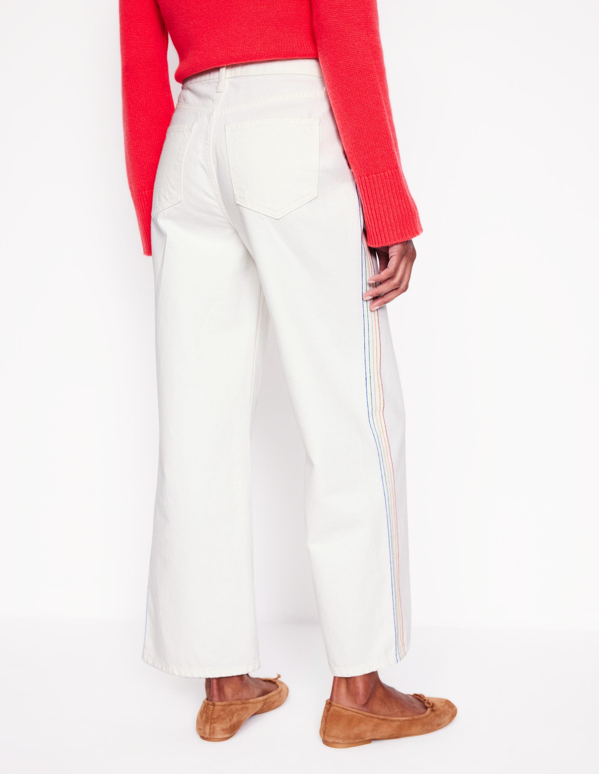  High Rise Straight Crop Jeans-Off White w/ Embroidery、mySite、ashleygrahame