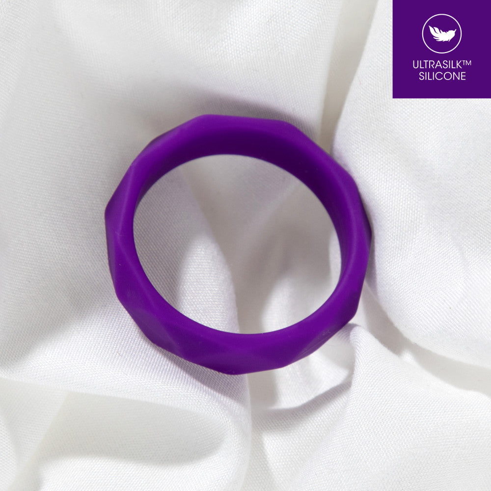 Wellness By Blush™ | Geometric Purple UltraSilk® Penis Ring - Made with Puria™ Silicone、mySite、bottomscart