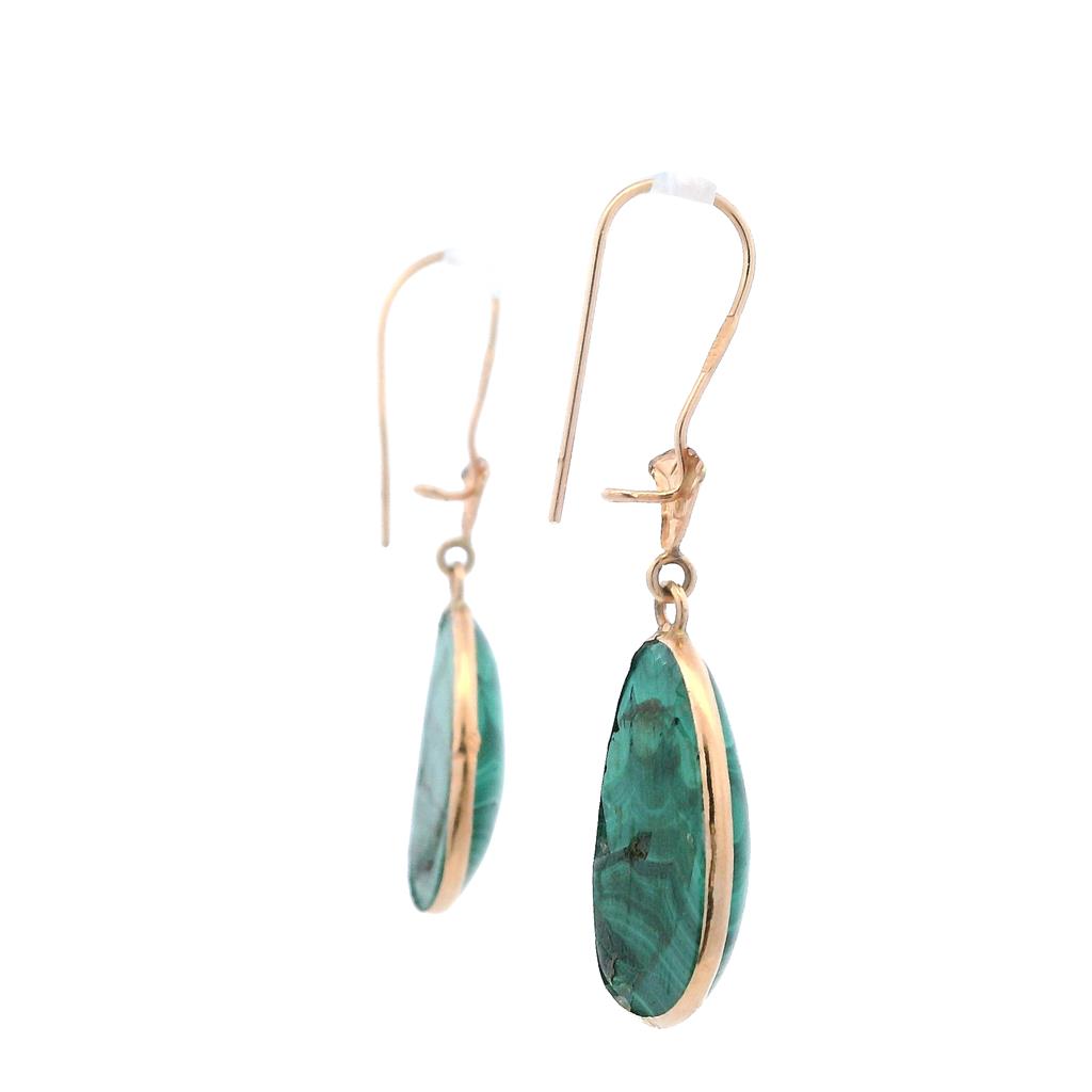 Estate 18K Yellow Gold Malachite Drop Earrings、mySite、botmansion