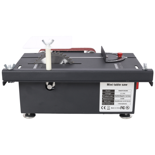 Mini Table Saw,Belt Sander, stainless steel top,4pcs Blades,10pcs Sanding Blet,7 Gear Adjustable 0-90° Angle, Available for Wood/PCB/Acrylic/Plastic,DIY Model Crafts Cutting Tool、、eastwooduniform