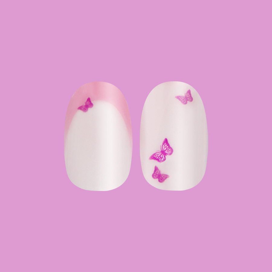 Butterfly Mixed French - Press-On | Medium | Oval、mySite、solidvoid