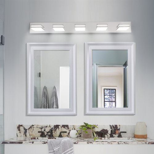 Modern Chrome LED Vanity Light, 5-Lights Wall Sconce for Bathroom and Mirror, Sleek Minimalist Design, Energy-Efficient, Easy to Install、、eastwooduniform