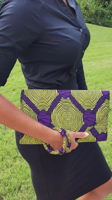Yellow and Purple African Print Clutch-DP3775CL、mySite、solidvoid