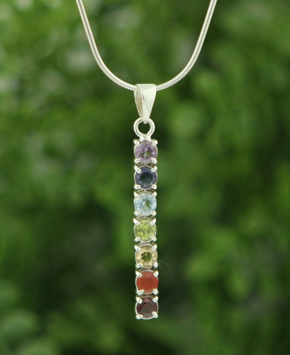 Simple Gemstones Sterling Silver Chakra Pendant、mySite、topwebapps