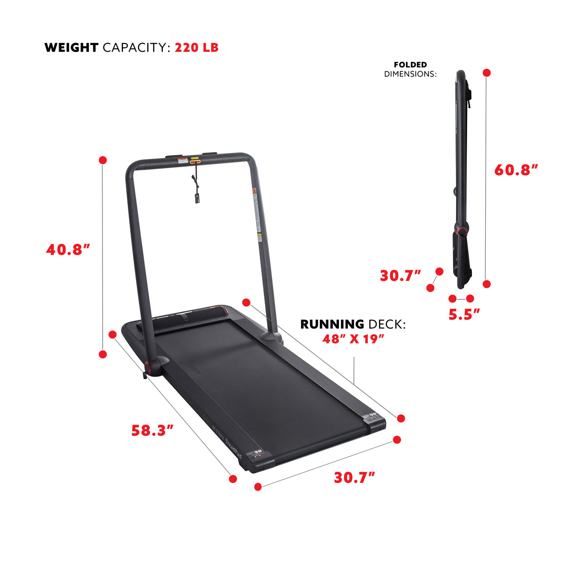  Treadpad® Flat Folding Treadmill with Premium Sound System、mySite、ghnorth