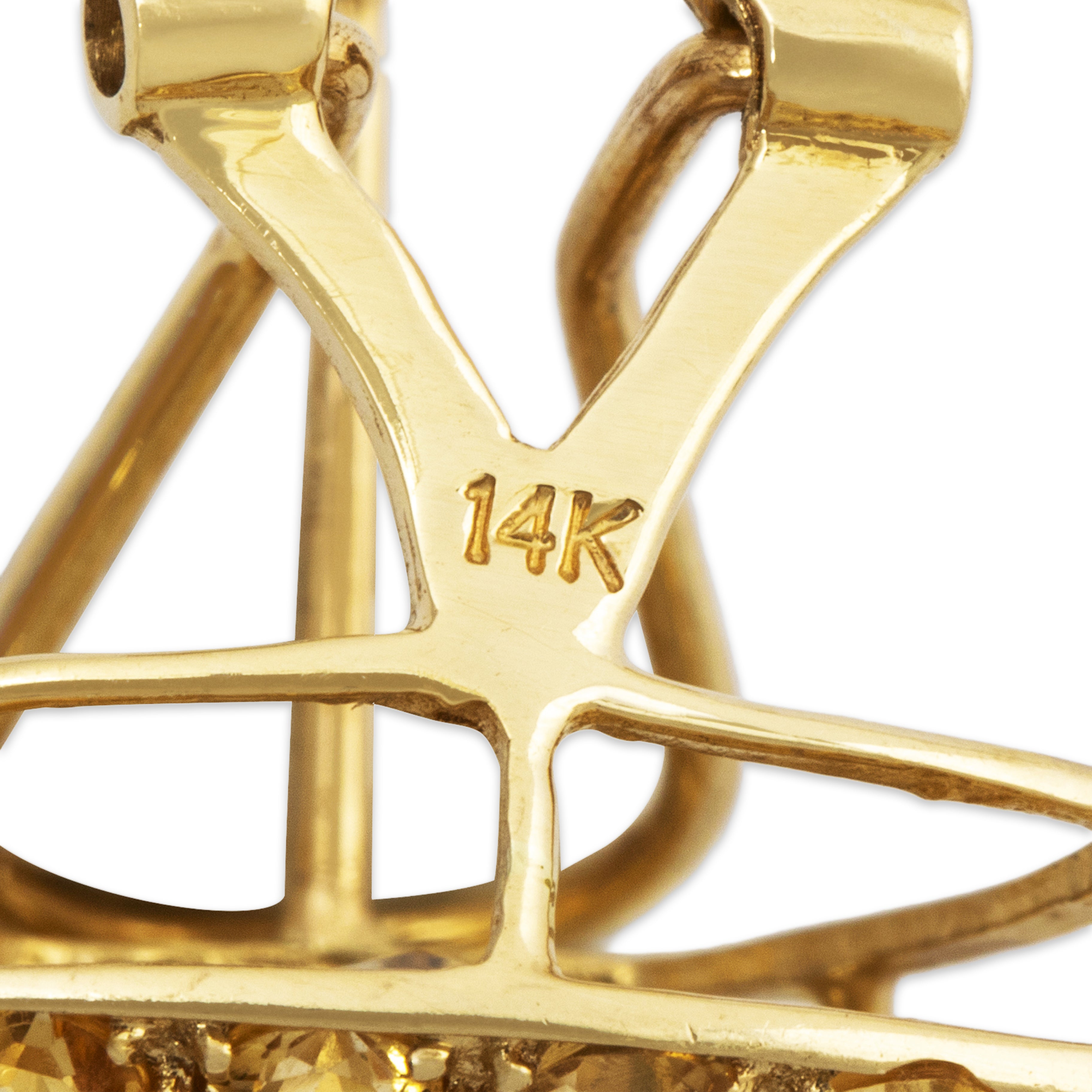 Vintage Large 14k Yellow Gold 9cttw Citrine Diamond Halo Earrings、mySite、hinf8tx79