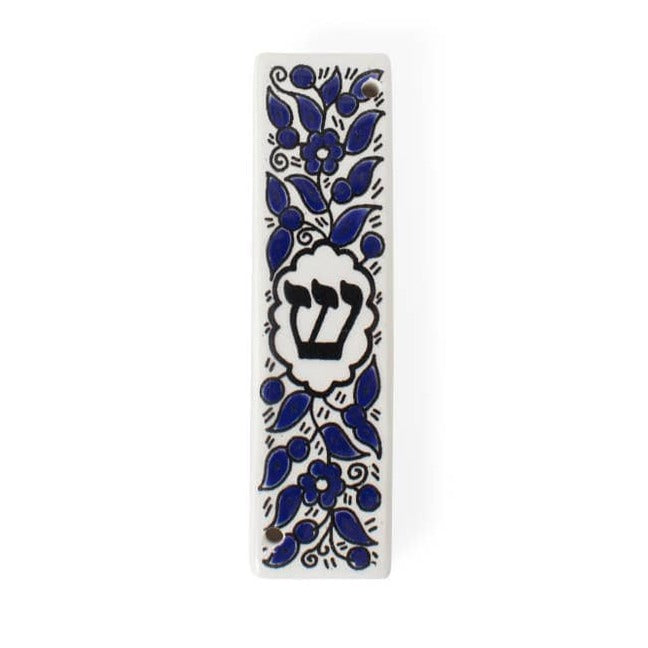 Hand-Painted Flower Mezuzah - Blue、mySite、topwebapps