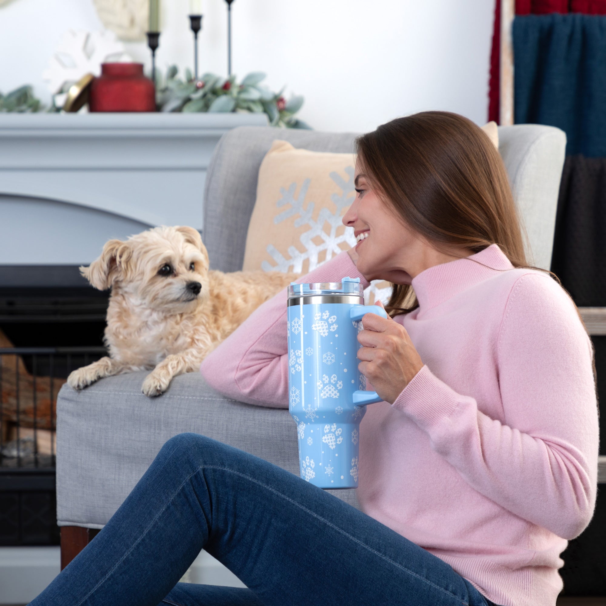 Paw Print Vacuum Sealed Stainless Steel Tumbler - 40 oz、mySite、camillekostekn