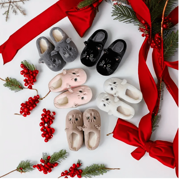 Plush Cat Slippers Super Soft & Comfortable、mySite、g9winljtr