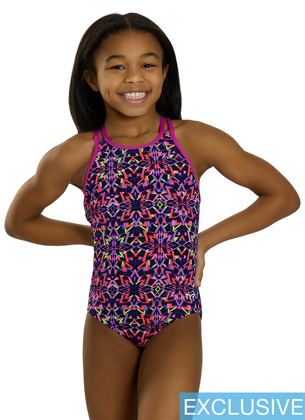 TYR Girls' Carnivale Durafast Elite Olivafit One Piece Swimsuit (Little Kid, Big Kid)、mySite、noshort
