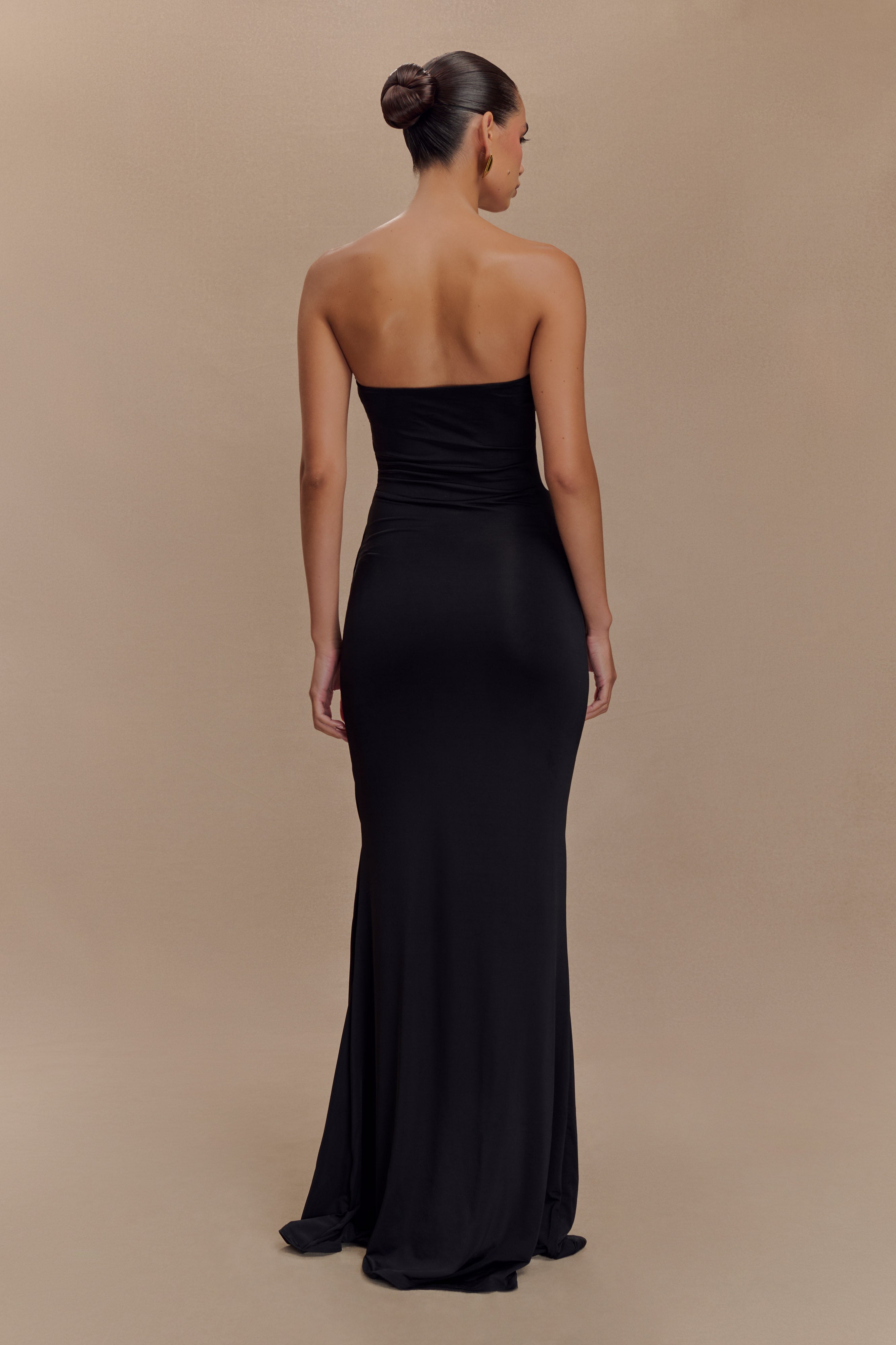 Madison Strapless Slinky Maxi Dress - Black、mySite、solidvoid