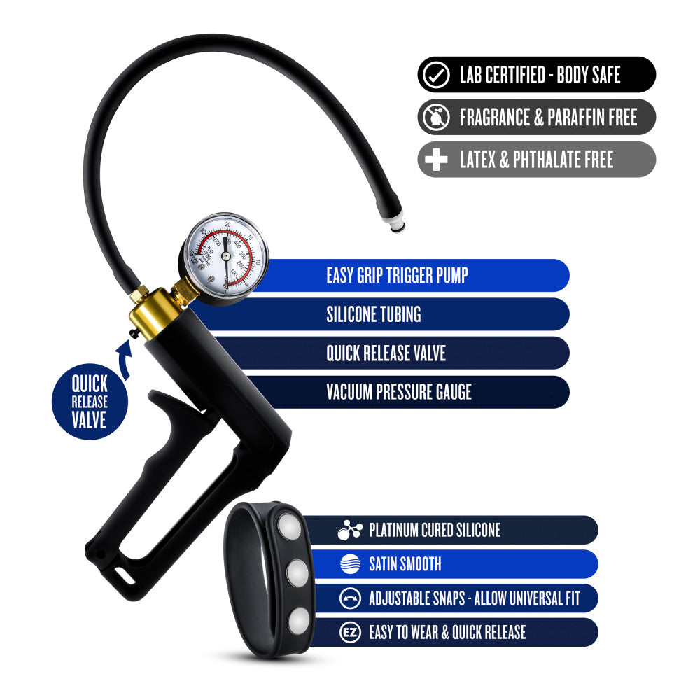 Performance By Blush® | Gauge Pump Trigger With Silicone Tubing and Silicone Cock Strap - Black、mySite、bottomscart