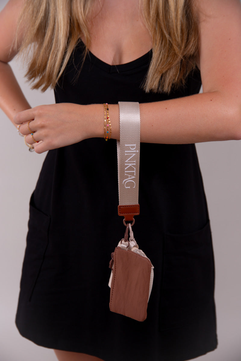 Two Pouch PinkTag Wristlet- Brown & Ivory、mySite、hinf8tx79