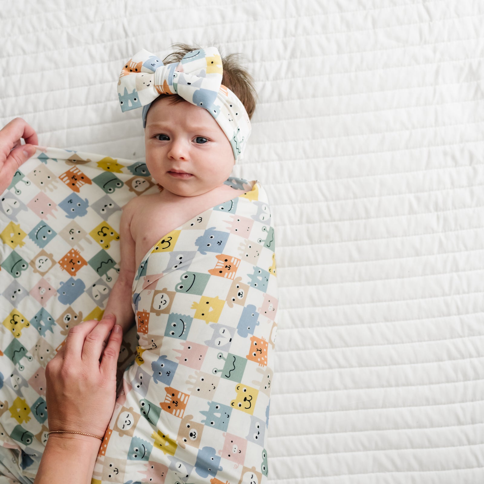 Check Mates Swaddle & Luxe Bow Headband Set、mySite、g9winljtr
