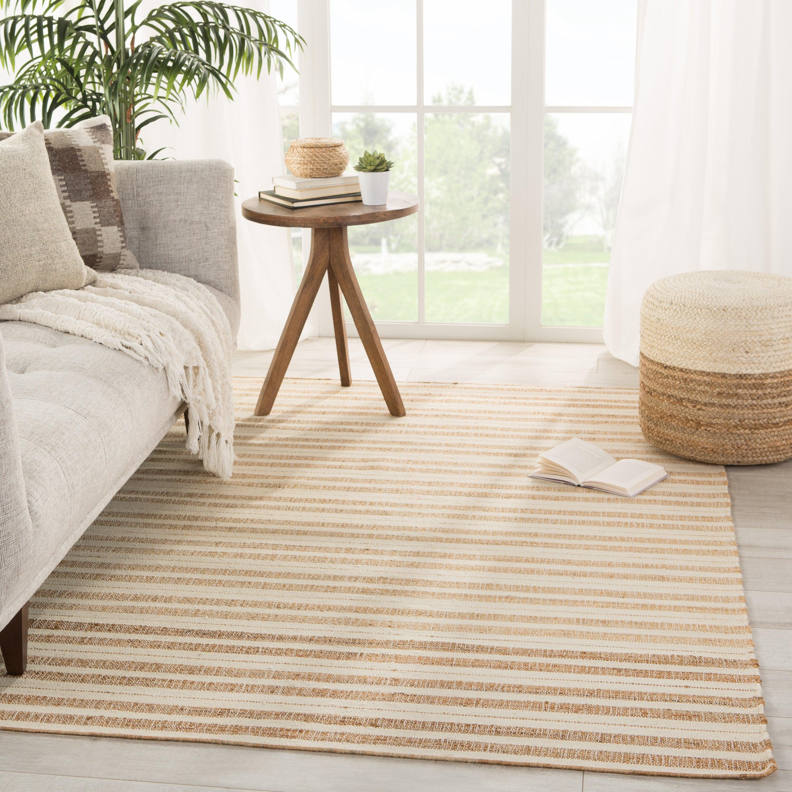 Rey Natural Striped Tan Ivory Area Rug、mySite、gigharbornorthrealestate