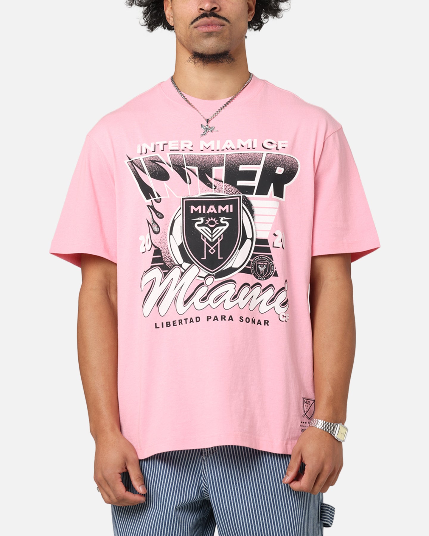 Mitchell & Ness Inter Miami CF Flaming Ball T-Shirt Pink、mySite、zt4zffjzw