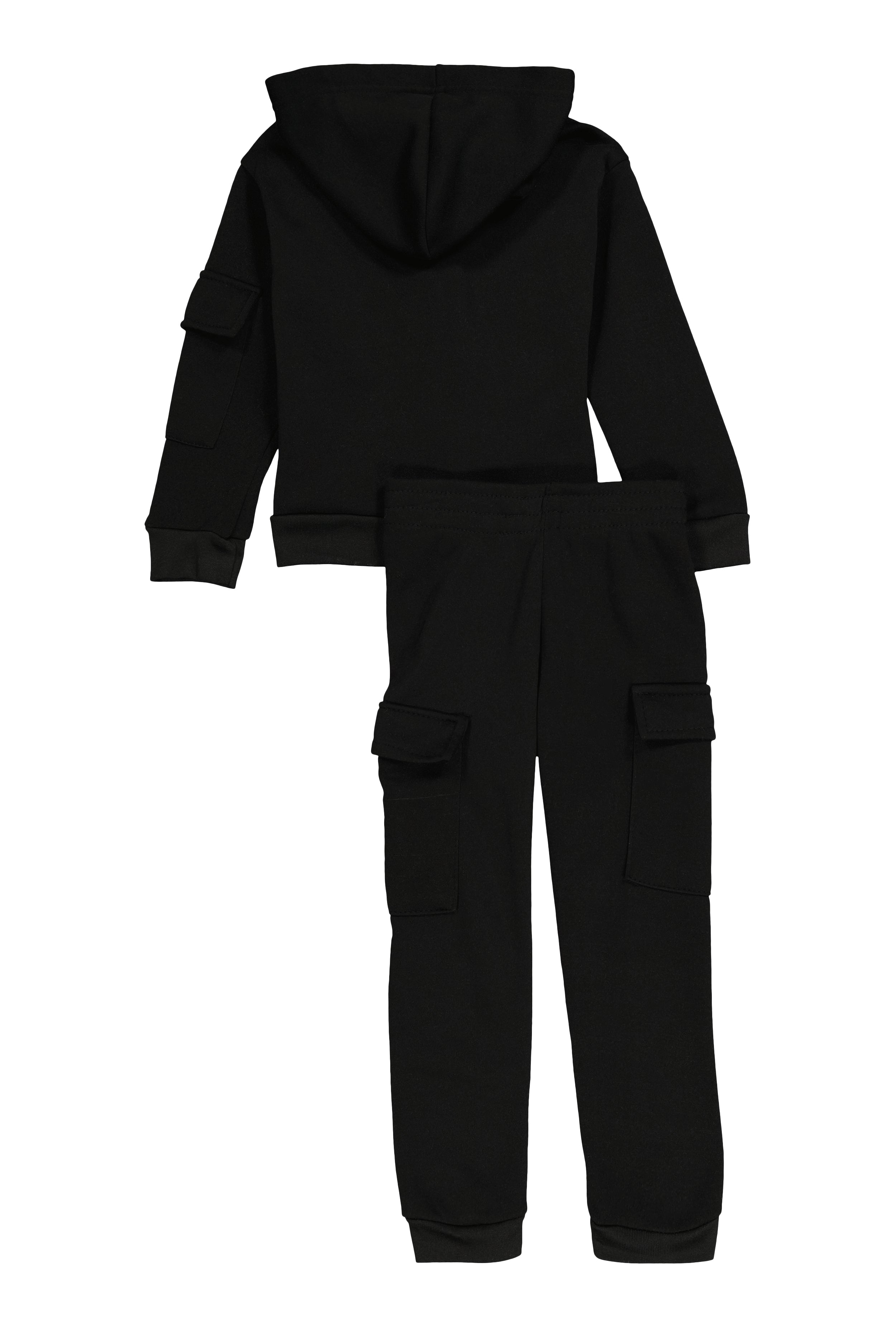 Little Girls Bear Chenille Patch Zip Up Hoodie and Cargo Joggers、mySite、camillekostekn