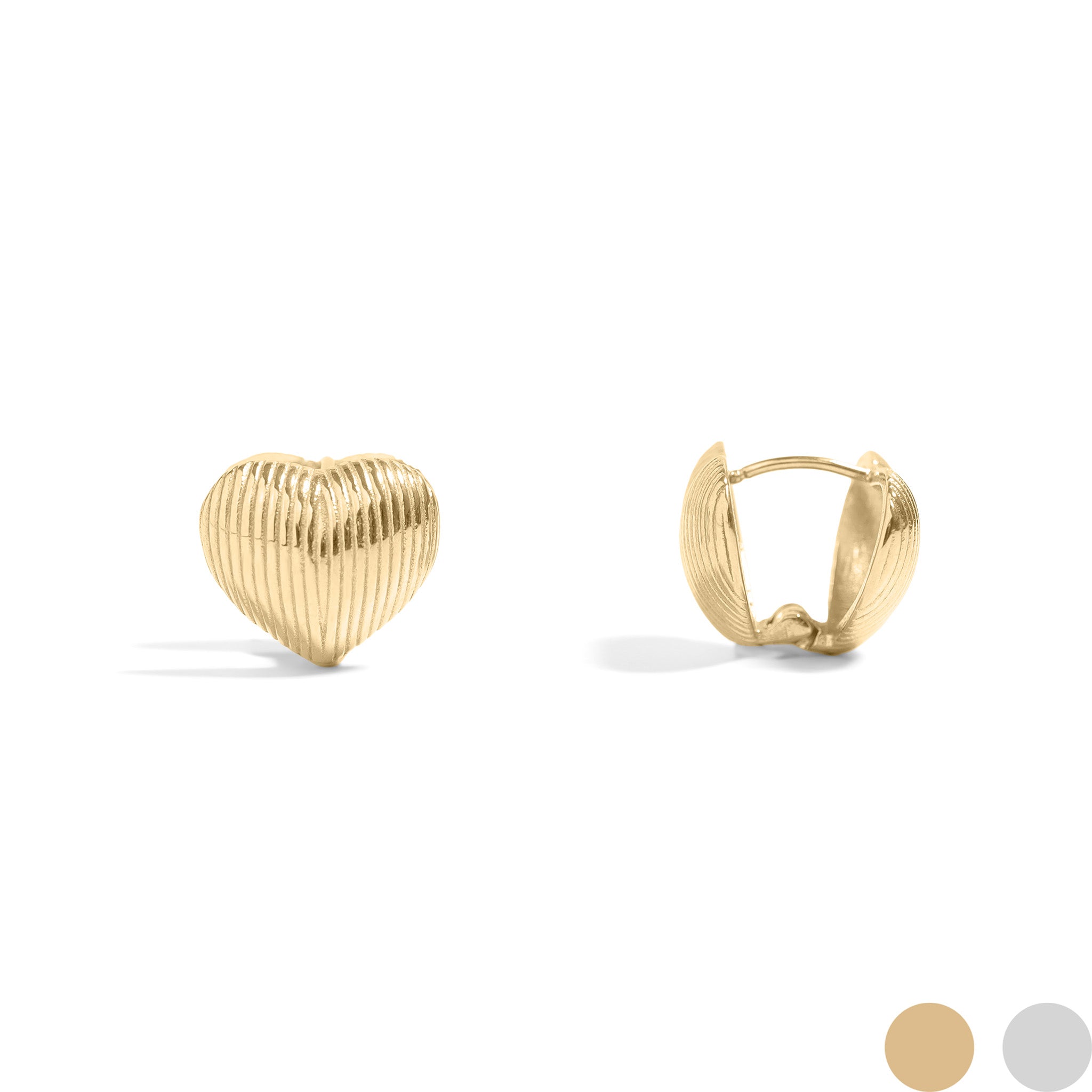18K Gold PVD Stainless Steel Heart Huggie Earrings / ERJ0065、mySite、dreamappss