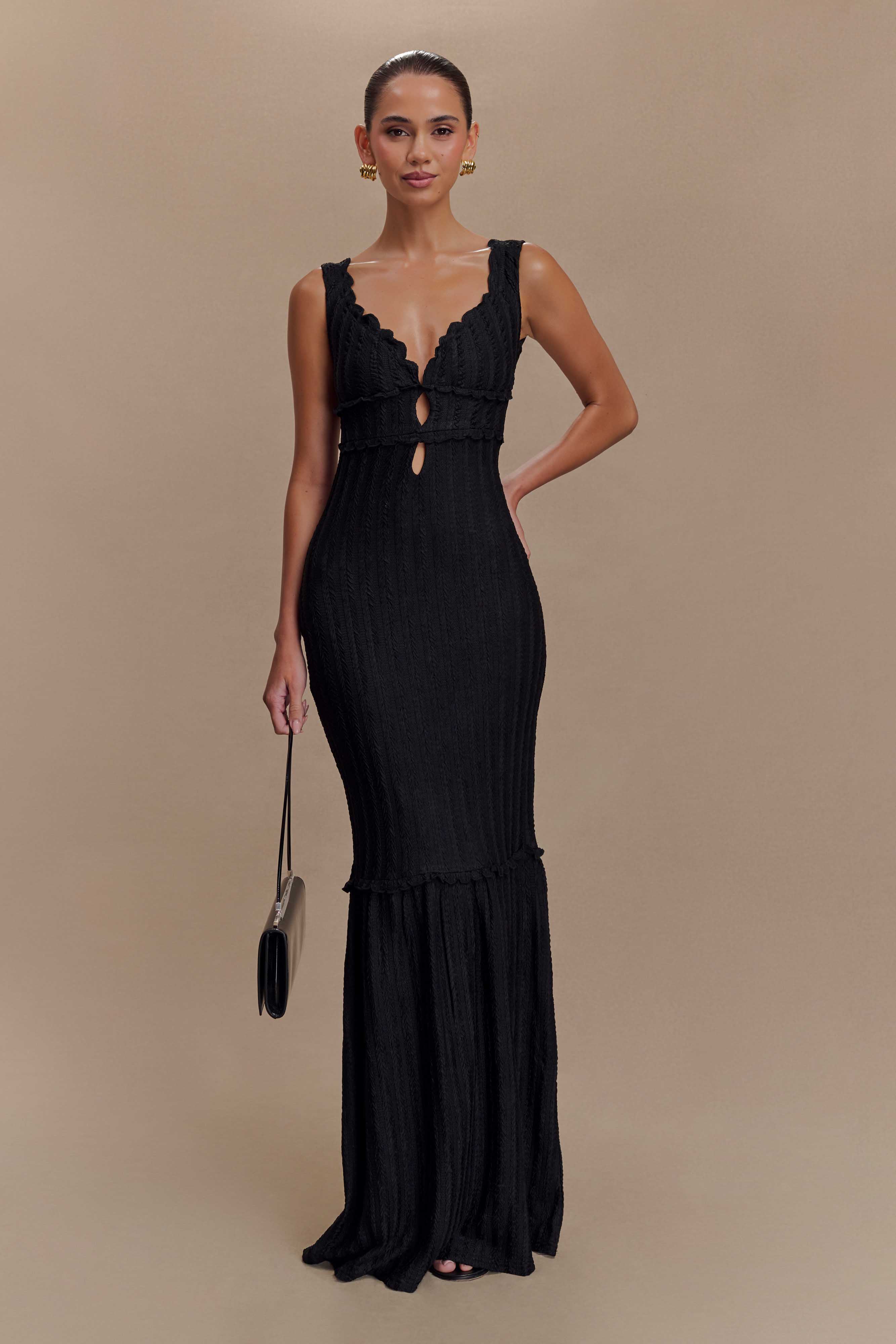 Natalie Off Shoulder Maxi Dress - Black、mySite、solidvoid