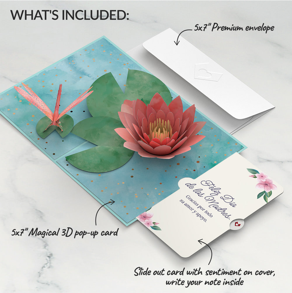 Water Lily Dragonfly Mother's Day Pop-Up Card and Sentiment Set for Spanish Mom、mySite、solidvoid