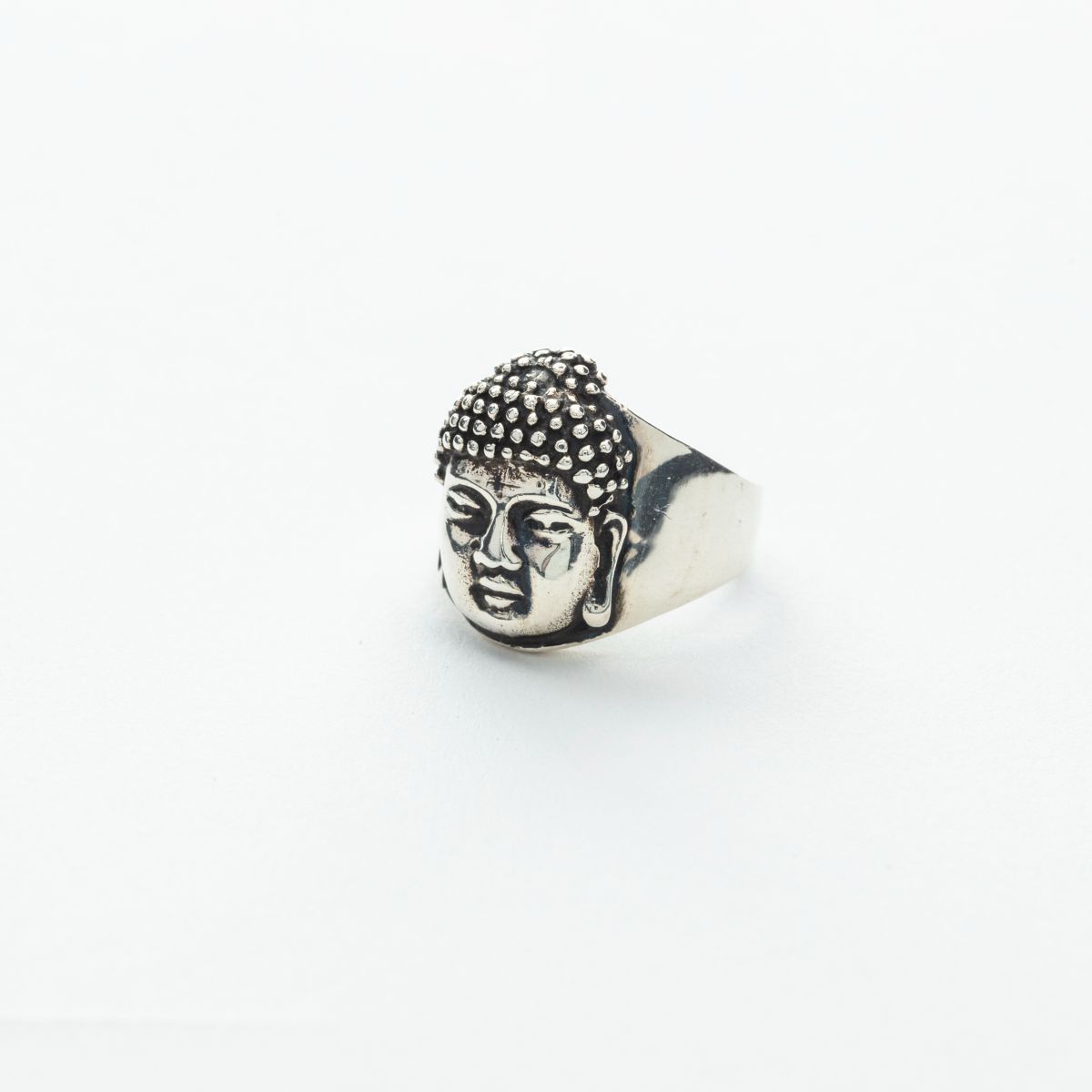 Wide Band Buddha Face Ring in Silver、mySite、topwebapps