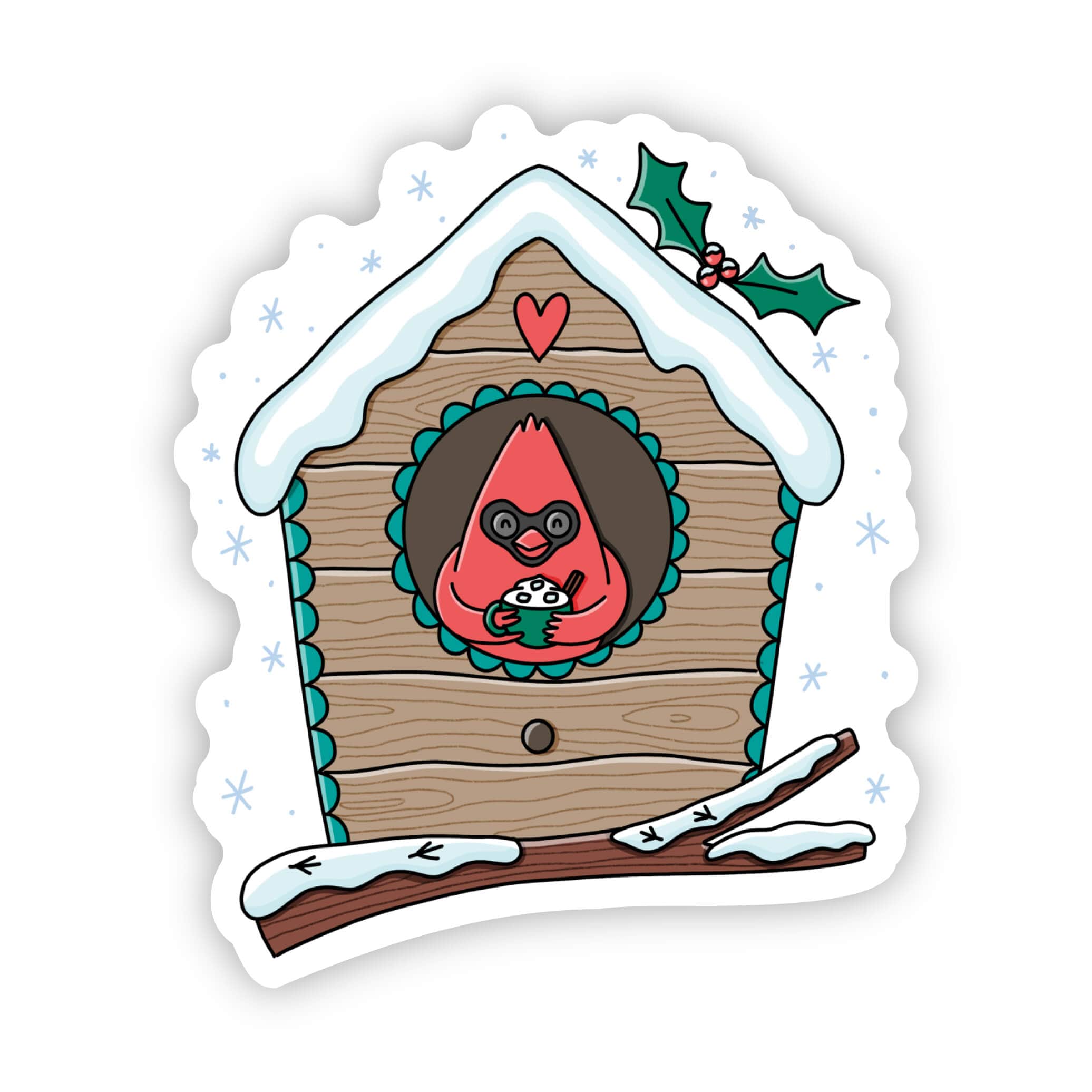  Cardinal Birdhouse with Snow Sticker、mySite、elrpsem3k