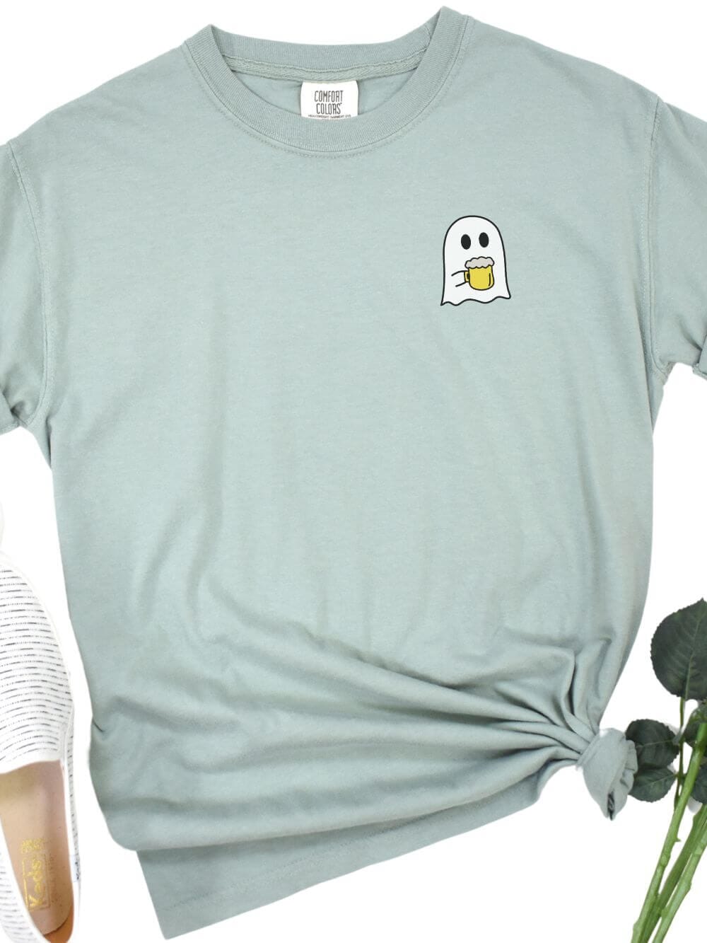 Beer Ghost Comfort Colors Embroidered Unisex T-Shirt、mySite、camillekostekn