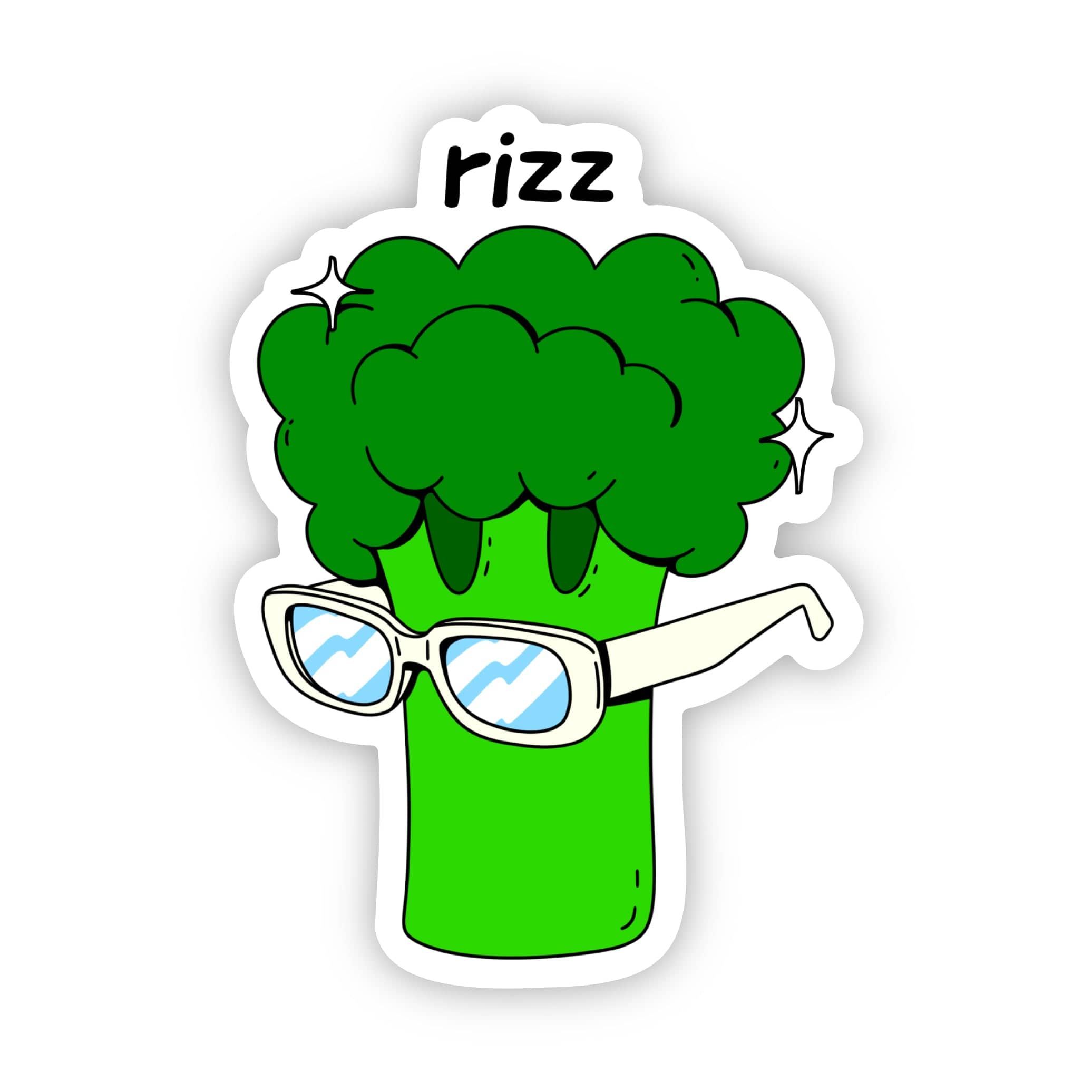  Rizz Broccoli Haircut White Sunglasses Sticker、mySite、elrpsem3k