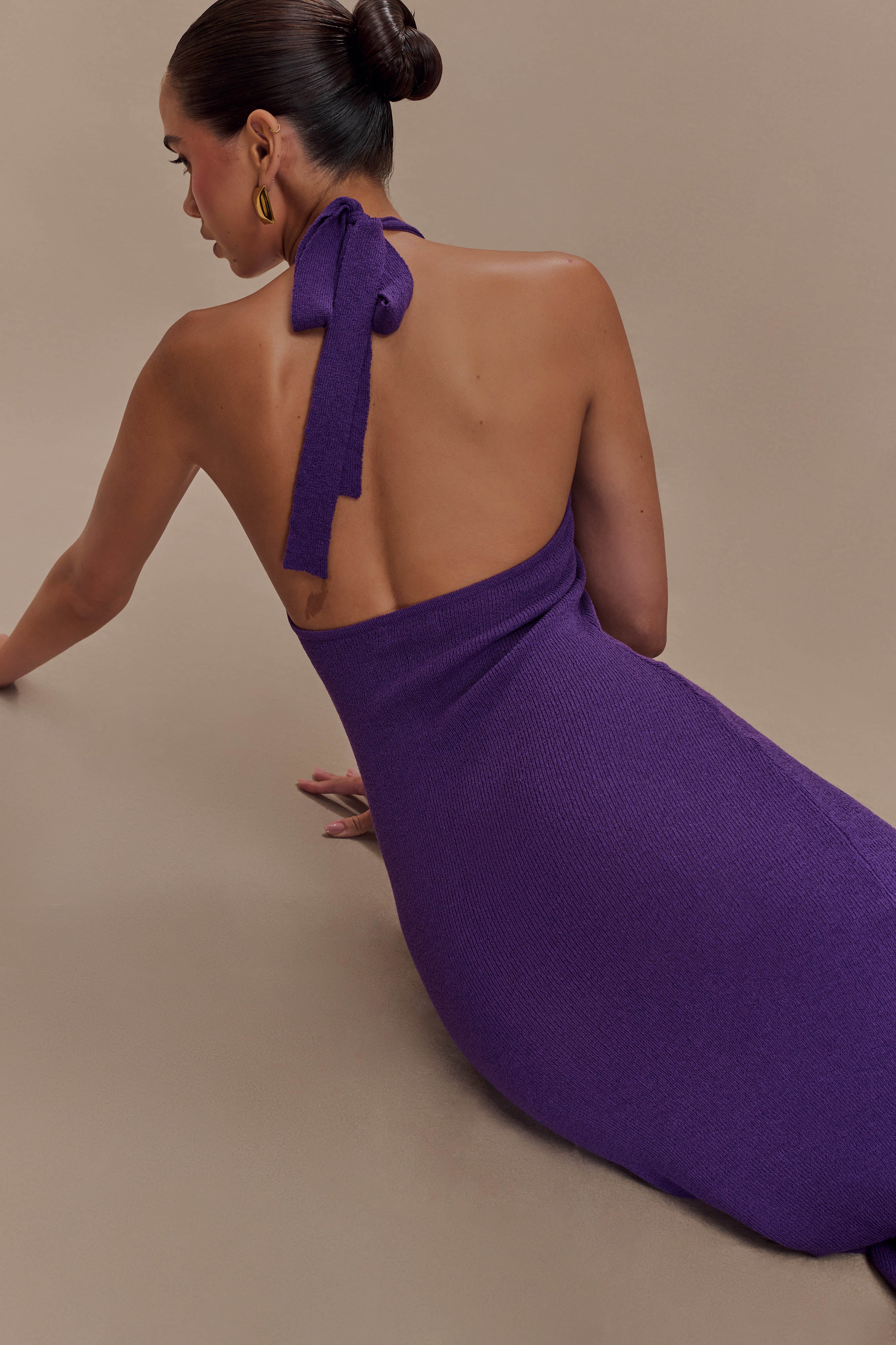 Melodie Halter Knit Maxi Dress - Purple、mySite、solidvoid