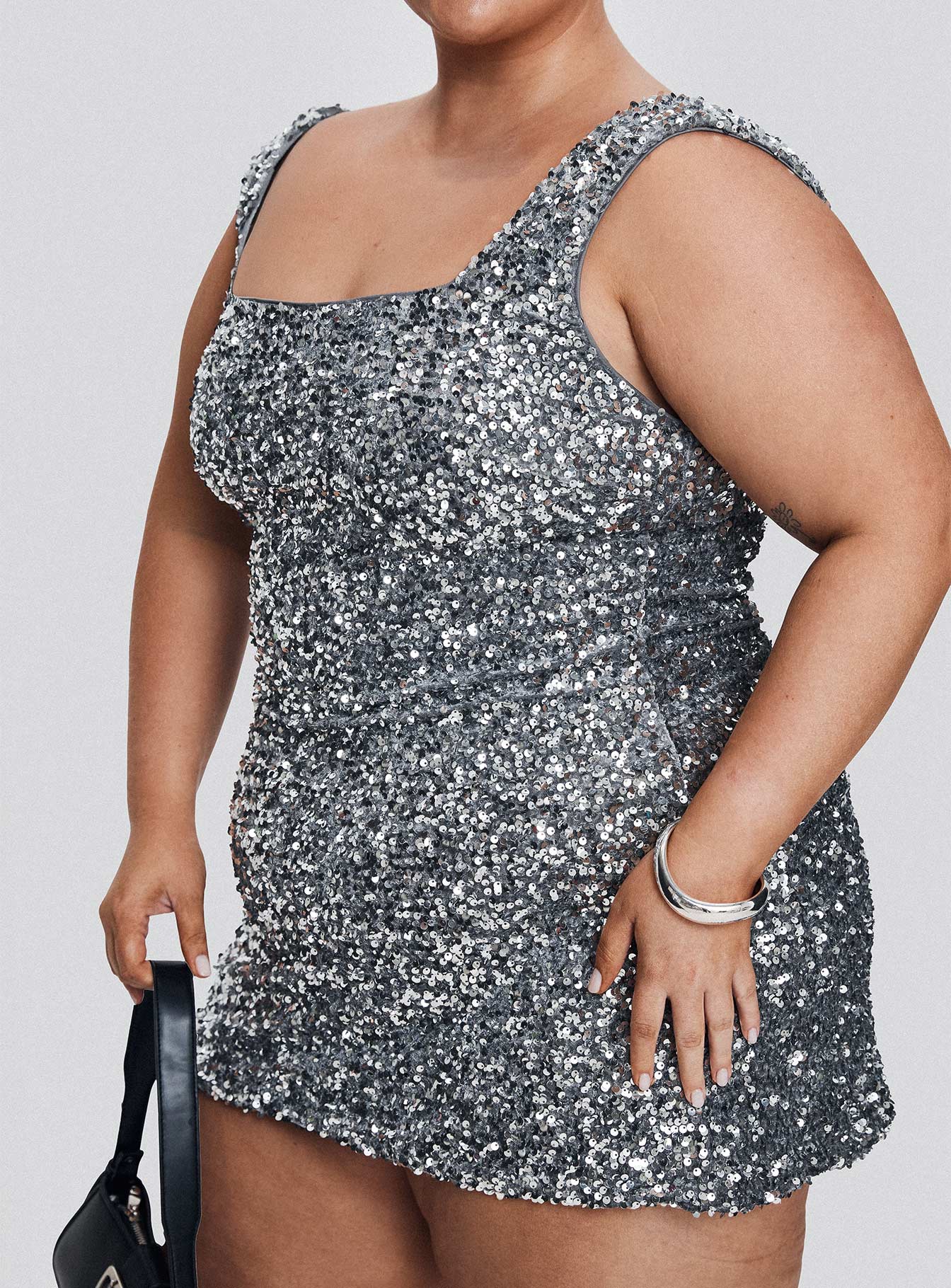 Miss Me Sequin Mini Dress Silver Curve、mySite、solidvoid