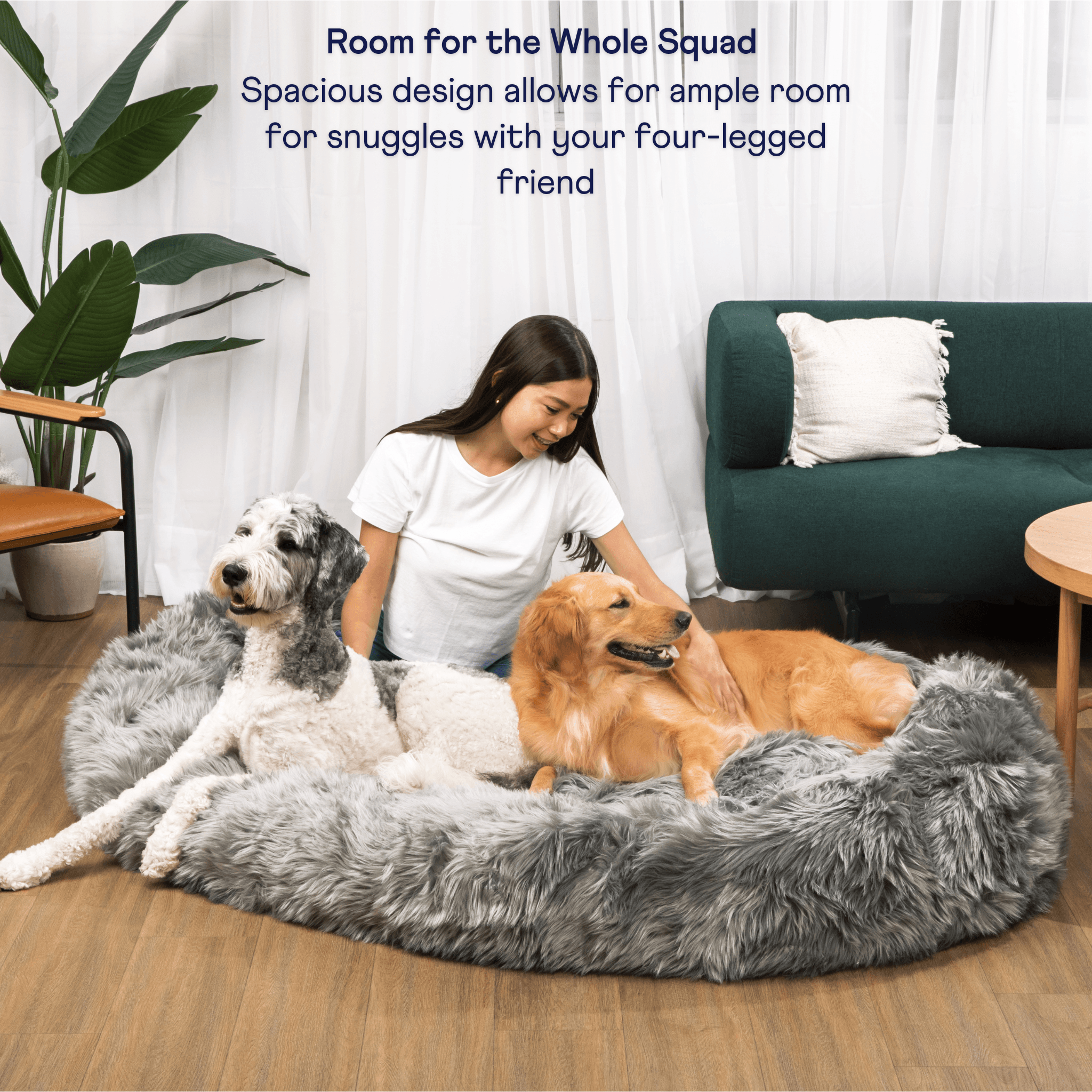 PupCloud™ Human-Size Faux Fur Memory Foam Dog Bed - Charcoal Grey、mySite、solidvoid