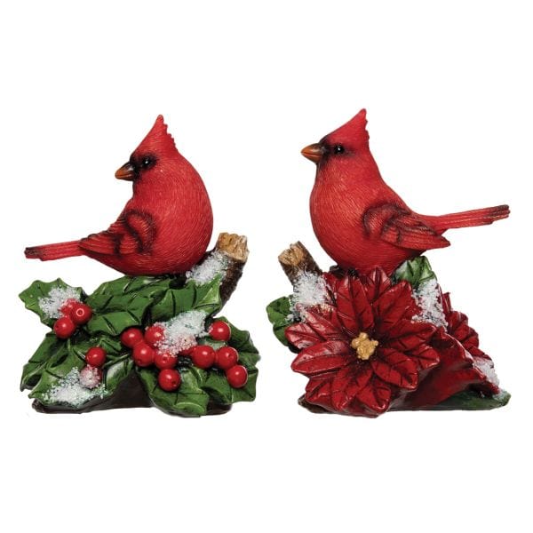 Cardinal Sitting on Holly or Poinsettias 5 in、mySite、g9winljtr