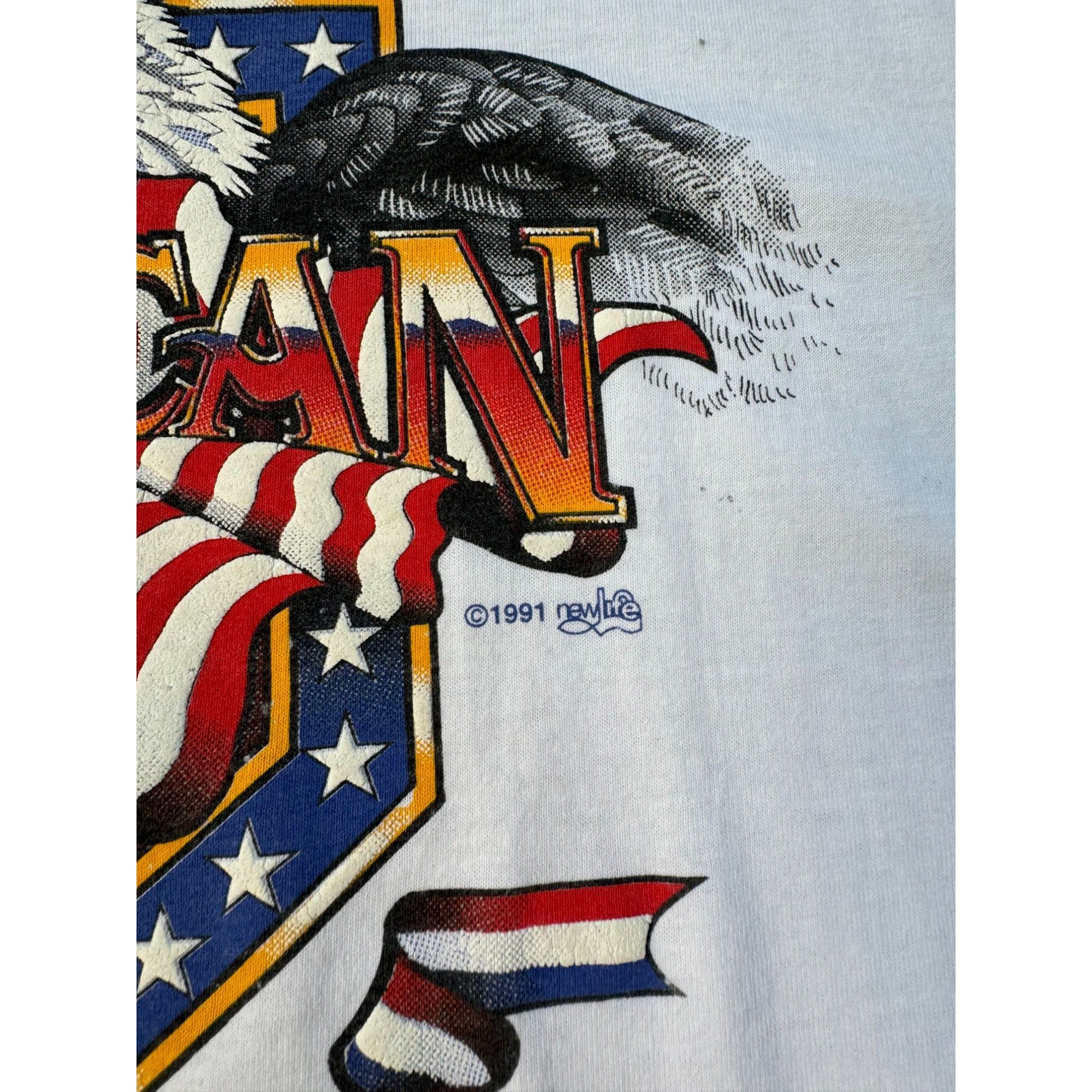 91' Proud to be American Bald Eagle Single Stitch Graphic Tee T-Shirt、mySite、garagedoors4me
